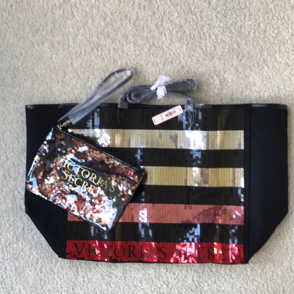 Victoria's Secret Sequin Tote & Wristlet - Picture 2 of 8